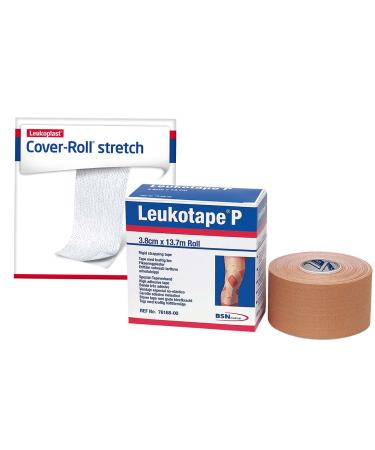 Leukotape P Sports Tape Tan 1 1/2 x 15 Yds & Cover-Roll Stretch Adhesive Fixation Dressings 2x10 Yds. Combo Pack - Buy Online on GoSupps.com