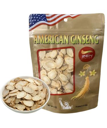 Hand Picked American Wisconsin Ginseng Slices (1 Bag/4 oz) for Boosts Immunity Energy Performance for Men & Women  /