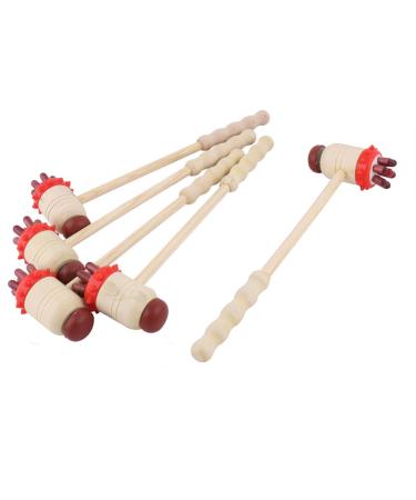 Ruilogod Wooden double domestic household back shoulder stress relief massage hammer 5pcs