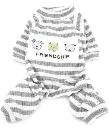 Zunea Striped Cotton Pajamas for Small Dogs & Cats | Cozy Autumn Dog Clothing & Outfits - Size M Gray - Buy Online on GoSupps.com