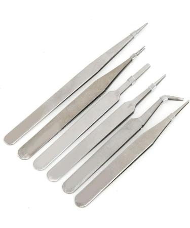 High-Precision 6-Part Antistatic Tweezers Set - Stainless Steel Electronics PCB Repair Tool for Soldering & Installation - Buy Online on GoSupps.com