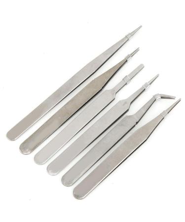 6-part antistatic tweezers made of stainless steel electronics PCB repair tool high elasticity super fine eagle nozzle for soldering installing or replacing