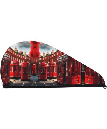 Red London Street Coral Velvet Dry Hair Cap with Buttons | Anti Frizz for Curly Long & Thick Hair - Black - Buy Online on GoSupps.com