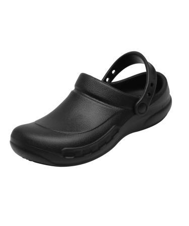 Haifago Non Slip Waterproof Clogs Shoes for Men Standing All Day Comfortable Nurse and Chef Shoes for Men Men's Oil-Proof Work Shoes for Food Service 7 Wide Black