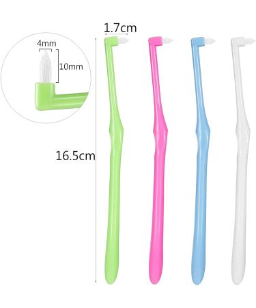 Rnitle Tuft Toothbrush - Interdental Space Brush for Orthodontic Bridges | 4 Piece Set (Blue Green White Pink) - Perfect Detail Cleaning - Buy Online on GoSupps.com