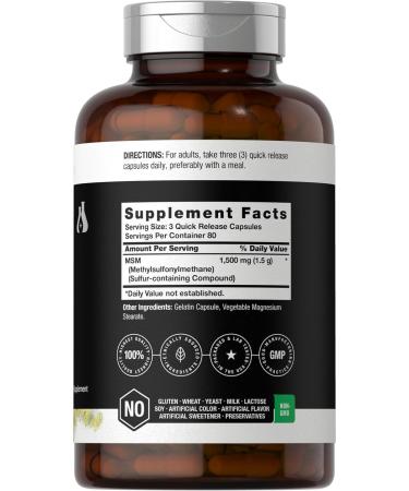 Horb ach MSM Capsules 1500mg | 240 Count | Non-GMO Gluten Free Supplement | Berkshire Labs - Buy Online on GoSupps.com