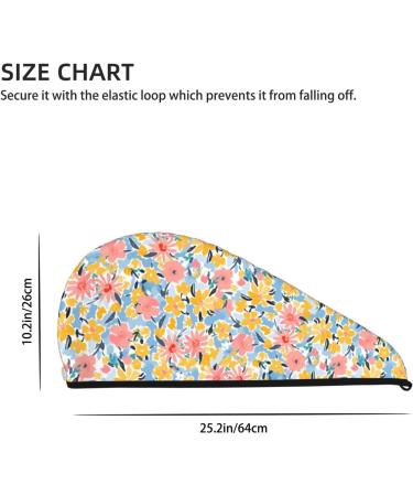 Hair Towel Wrap - Quick Drying Turban for Effortless Hair Care | Watercolor Wildflowers Design - International Shipping Available - Buy Online on GoSupps.com