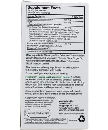 FutureBiotics FlexMend Glucosamine with MSM - 90 Vegetarian Tablets for Joint Health - Buy Online on GoSupps.com