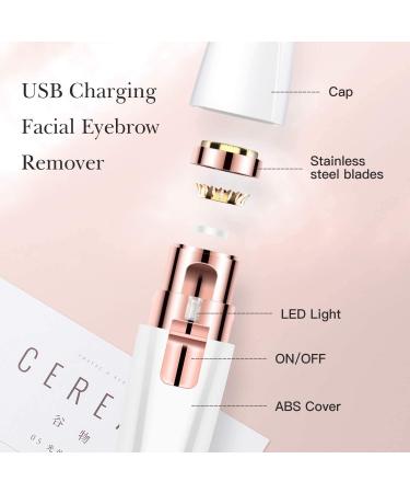 2020 Rechargeable Eyebrow Trimmer & Facial Hair Remover - Painless 2 in 1 Razor for Women - Waterproof & Easy to Use - White - Buy Online on GoSupps.com