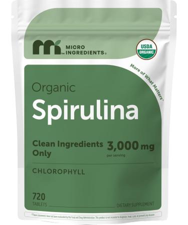 Organic Spirulina Supplement (Raw Spirulina Organic Filler Free), 3000MG Per Serving, 720 Tablets (4 Month Supply), Rich in Vegan Protein, Vitamins & Prebiotics, Premium Spirulina Pills Organic - Buy Online on GoSupps.com