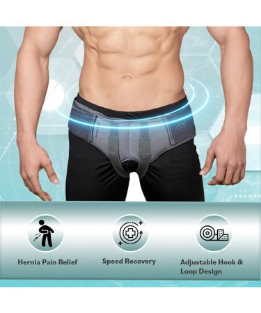 Wonder Care Grey Inguinal Hernia Support Truss Brace with Adjustable Straps - Small Size (28-32) - Ideal for Single/Double Inguinal Recovery - Buy Online on GoSupps.com