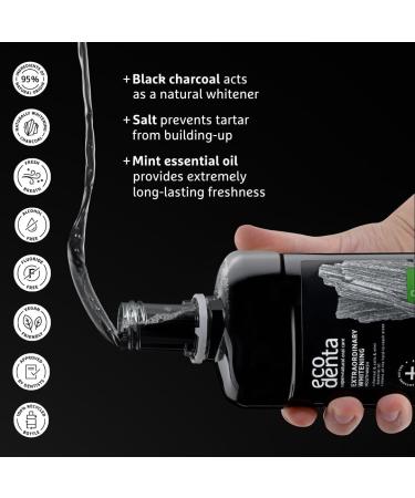 Ecodenta Black Whitening Cosmetic Kit for Oral Hygiene with Black Charcoal 100 ml and Mouthwash with Anthracite Black 500 ml I Black Activated Charcoal Teeth Whitening Kit - Buy Online on GoSupps.com