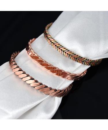 Vicmag Copper Magnetic Bracelet for Women Men | 6X Ultra Strength Magnets | 99.99% Solid Pure Copper | Adjustable Size with Gift Box | Tricolor Feather Design - Buy Online on GoSupps.com