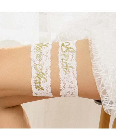 Campsis Women's Wedding Bridal Lace Garter Set - White Letters Bride Garter Belt for Sexy Leg Belts - Perfect for Cosplay, Prom, and Parties (2 Piece Set) - Buy Online on GoSupps.com