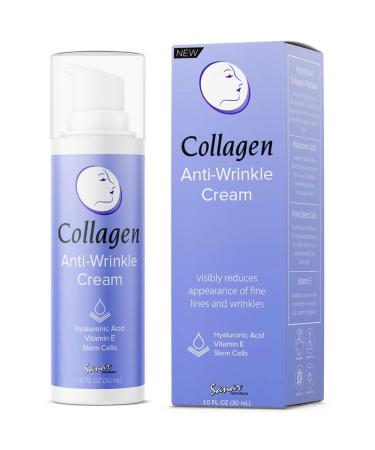 Collagen Cream Face Moisturizer - Reduce Wrinkles, Hydrate and Tighten Skin Tone with Hyaluronic Acid, Vitamin E and Apple Stem Cells Anti Wrinkle Cream, 1 fl oz