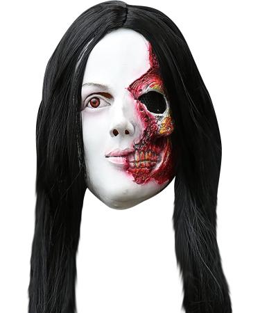 Long Hair Ghost Horror Devil Mask Halloween Mask Scary Challenge Games Evil Costume Halloween Cosplay Party Decoration Props - Buy Online on GoSupps.com