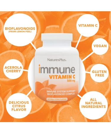 Nature's Plus Immune Vitamin C 500mg - 100 Chewable Tablets for Immune Support - Buy Online on GoSupps.com