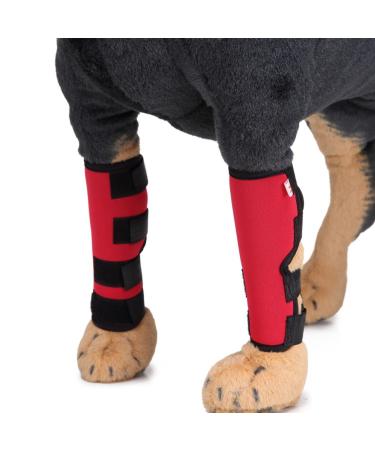 2pcs Dog Elbow Protector Pads Elbow Pads for Dogs Knee Brace for Dogs Adjustable Pet Knee Pads Strong Stability Dog Legs Protector for Recovering Injured(Red M)