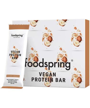 Foodspring vegan protein bar hazelnut amaranth 12 x 60g purely herbal protein bar without artificial flavors little sugar and high protein content hazelnut amaranth 60 g (12 pack) - Buy Online on GoSupps.com