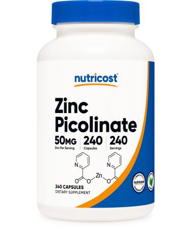 Nutricost Zinc Picolinate 50mg, 240 Vegetarian Capsules - Gluten Free and Non-GMO (240 Caps) 240 Count (Pack of 1)