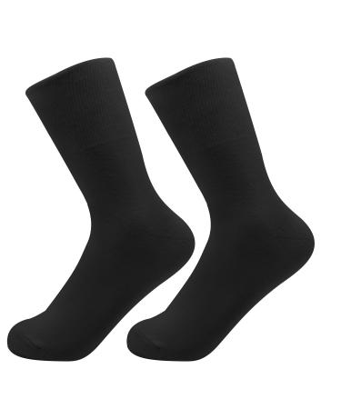 Dohia Diabetic Socks for Men Women Bamboo Loose Ankle Wide Stretched Diabetic Socks D1-2307-SKW Black