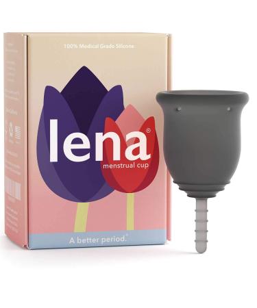 Lena Menstrual Cup - Reusable Period Cup - Tampon and Pad Alternative - Light to Heavy Flow - Gray - Small - Made in USA Gray Small (Pack of 1)