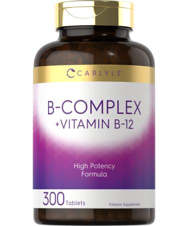 Carlyle B Complex Vitamin with B12 | 300 Tablets | High Potency Formula | Vegetarian and Non-GMO Supplement - Buy Online on GoSupps.com