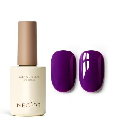MEGIOR Dark Purple Gel Nail Polish 15ml Gel Polish High Gloss Soak Off UV LED Nail Gel Polish for Nail Art Manicure Salon DIY Home Gift for Girls