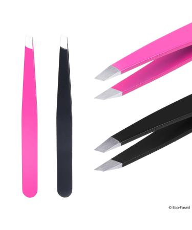 High Precision Tweezers Set - Pluck Eyebrows, Apply Fake Eyelashes, Remove Hair - Pink/Black - Buy Online on GoSupps.com