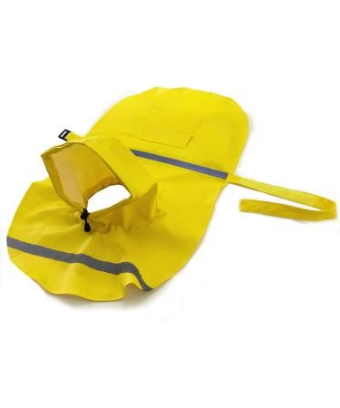 Mikayoo Large Dog Raincoat | Adjustable Waterproof Pet Clothes with Reflective Strip | Lightweight Yellow Rain Jacket for Dogs (Size L) - Buy Online on GoSupps.com