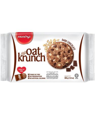 Munchy's Oat Krunch Biscuit - Dark Chocolate Flavour Crunchy Oat Biscuit Snacks 208g (Pack of 2) HALAL - Buy Online on GoSupps.com