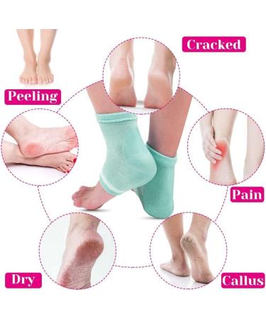 Shynek Moisturizing Gel Heel Socks - 3 Pairs Spa Lotion Toeless Socks for Women - Foot Care for Dry Cracked Feet - Grey Pink Blue - Buy Online on GoSupps.com