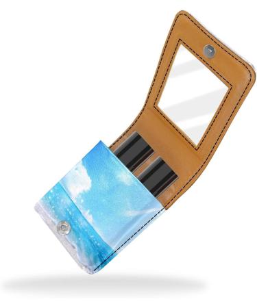 Travel Lipstick Organizer Case | Portable Makeup Bag with Mirror | Beach Seashell Design - E098c9qyia - Buy Online on GoSupps.com