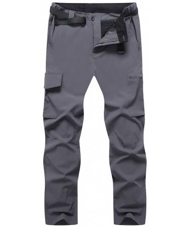 MOERDENG Men's Quick-Dry Stretch Hiking Pants Lightweight Cargo Work Pants Dark Grey02 Large
