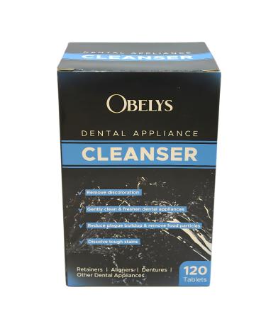 Obelys Dental Appliance Cleanser Tablets - 120 Count Tablets - For Retainers Aligners Dentures Mouthguards Night Guards Sleep Apnea Devices and Other Oral Appliances - Freshens and Cleans Daily - Buy Online on GoSupps.com