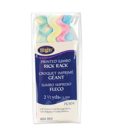 Wrights Jumbo Printed Rickrack 5/8 X2-1/2yd  Pastel