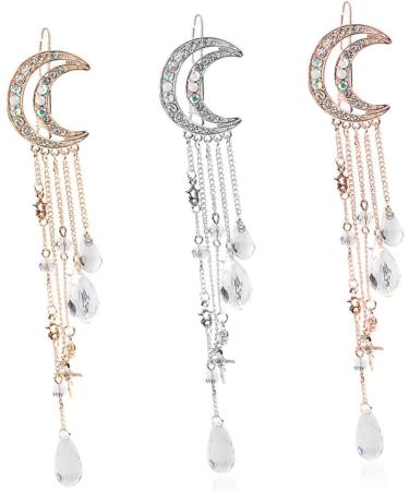 minkissy Wedding girl headpiece wedding barrette tassel hair pin bridal hairpin bead tassel barrette crystal charms hair clip tassel drop hairpin wedding headdress pendant moon Crystal - Buy Online on GoSupps.com