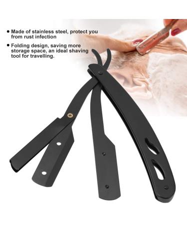 Premium Straight Shaver & Manual Razor for Men | Stainless Steel Hair Removal Tool for Eyelashes - Black - Buy Online on GoSupps.com