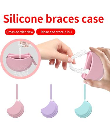 Mialle Silicone Retainer Case - Thin Dental Braces Holder & Aligner Storage Solution - Purple Mouth Protection with Handle & Cleaning Tape - Buy Online on GoSupps.com