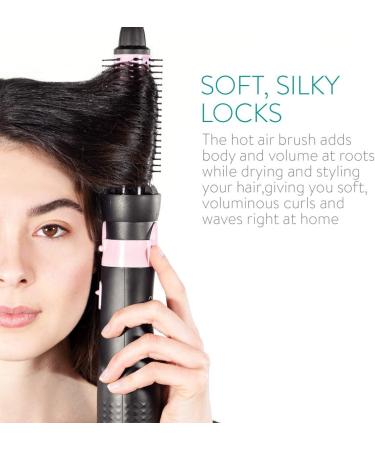 Navaris Warm Air Brush with 4 Attachments - Volumizing Ceramic Curling & Smoothing Brush - Styling & Paddle Brush - Black & Metallic Pink for Perfect International Hair Styling - Buy Online on GoSupps.com