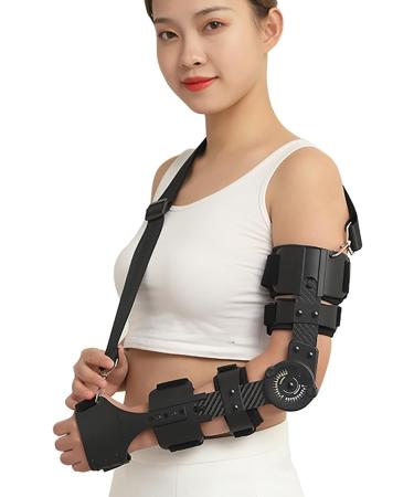 Arm Injury Recovery Brace Hinged Adjustable Elbow Brace Adjustable Length Open Design Precision Dial Comfortable And Breathable With Non-slip Shoulder Strap For Arm Fracture Recover (Size : Right ar Right arm