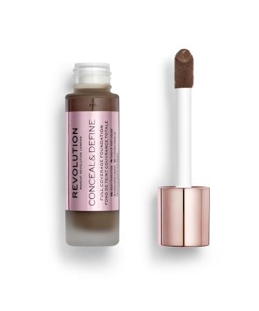 Revolution Beauty Conceal & Define Foundation Full Coverage Long-Lasting Matte Finish Vegan & Cruelty Free F17 Dark Skin Tones 0.8 Fl.Oz.