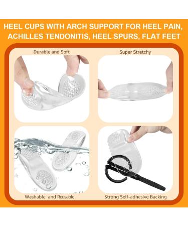Buy Heel Cups for Plantar Fasciitis Arch Support Inserts for Flat Feet Heel Pain Relief & Achilles Tendinitis Two Pairs (Large Clear - Buy Online on GoSupps.com