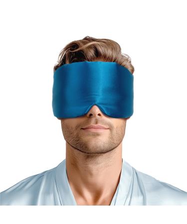 Zenssia Satin Silk Sleep Mask Silky Eye Mask for Sleeping Blackout Sleep Mask for Women and Men Padded Sleeping Mask & Blindfold with Adjustable Strap Peacock Blue