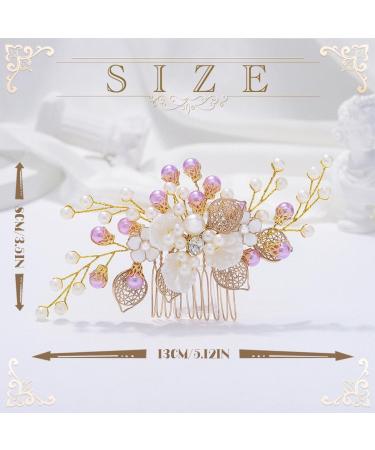 IYOU Pearl Bridal Hair Comb Gold Flower Wedding Side Combs Leaf Bride Bridesmaid Hair Accessories for Women - Buy Online on GoSupps.com