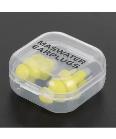 Buy Comfortable Waterproof Swimming Earplugs | Reusable Silicone Noise Reduction Ear Plugs with Storage Box for Swimming Snorkeling Showering Surfing - Yellow - Buy Online on GoSupps.com