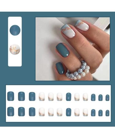 JustOTRY 24 Pcs White Medium False Nails - Trendy Squoval French Press on Nails with Nail Glue for Women and Teens - Buy Online on GoSupps.com