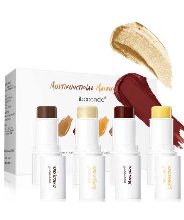 Ibcccndc Professional Facial Makeup Sticks Kit Cream Contour Stick Blushes Sticks Moisturize Highlighter Bronze Pen Lip Balm Stick Gifts (B)
