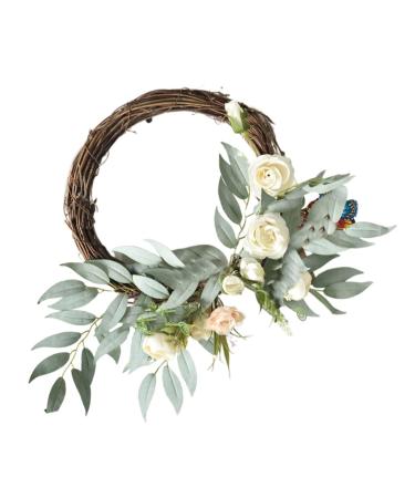 Zerodeko Vines Decor Silicone Ear Covers Flower Wreaths for Front Door Artificial Plants Wreath for Front Door Chritmas Decor Gold Fruit Bowl Garland Window Wooden Wall Hanging