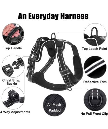 DASH X Large Dog Harness | No Pull Front Clip Vest with Easy Control Handle | Adjustable & Reflective | Breathable & Non-Choke | Black (Neck 42-66cm, Chest 38-89cm) - Buy Online on GoSupps.com